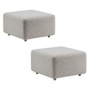 Ver imagem 1 de Kit 2 Puffs Modulares Block 74x74cm Pés Madeira Bouclé Bege Milani Movelaria