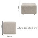 Ver imagem 7 de Kit 2 Puffs Modulares Block 74x74cm Pés Madeira Bouclé Bege Milani Movelaria