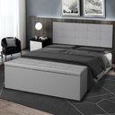 Ver imagem 2 de Kit Cabeceira Painel e Calçadeira Baú King 1,95m Roma Material Sintético Cinza Sky Mobile