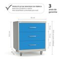 Ver imagem 2 de Gaveteiro de Aço 3 Gavetas com Rodízios com Chave Preto para Escritório Azul/Cinza