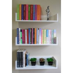 Kit 3 Prateleiras para Livros, Decoração 60cm X 20cm X 11,5cm 100% Mdf Branco - 1
