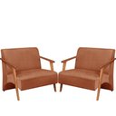 Ver imagem 1 de Poltrona Namoradeira Venus Braço Madeira Maciça Suede Unidecor Terracota