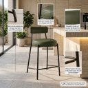 Ver imagem 4 de Banqueta Cozinha Média com Encosto Industrial Preto Kit 3 Londres PU Verde D03 - D'Rossi