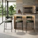 Ver imagem 1 de Banqueta Cozinha Média com Encosto Industrial Preto Kit 3 Londres PU Verde D03 - D'Rossi