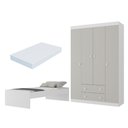 Ver imagem 1 de Jogo de Quarto Cama com Colchão Incluso e Guarda-Roupa 4 Portas 2 Gavetas Lira Multimóveis MP4837