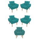 Ver imagem 1 de Kit 05 Poltrona Opala Sofá Sala, Quarto, Escritório Suede Cor:azul Turquesa