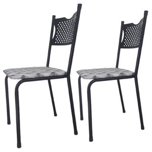 Kit 2 Cadeira para Cozinha Mc Tubular Almofadada Estrutura Preta com Assento Captone Medcombo