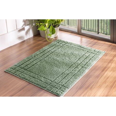 Tapete Athenas Extra Soft Antiderrapante 45x95cm Rozac - Moldura Verde