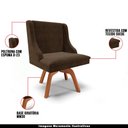 Ver imagem 4 de Kit 3 Cadeiras Decorativas Sala de Jantar Base Giratória de Madeira Firenze Suede Marrom/Natural G19