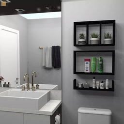 Nicho Kit Colmeia Organizador para Banheiro 3 Peças Preto - 6