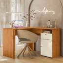 Ver imagem 1 de Escrivaninha para Escritório em L 112,5cm Flora Glamour Marrom e Off White