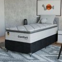 Ver imagem 1 de Cama Box Solteiro + Colchão Comfort Class Pillow Top 88x188 Branco/suede Preto