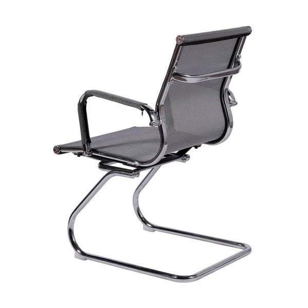 Kit 2 Cadeiras Escritório Esteirinha Fixa Eames Tela Cinza - 4