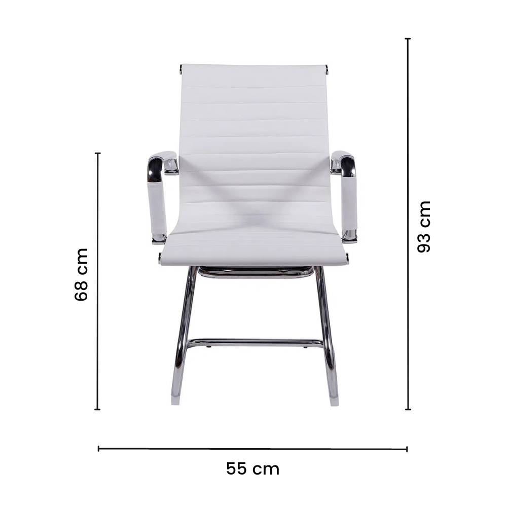 Kit 2 Cadeiras Escritório Esteirinha Eames Branca Fixa - 6