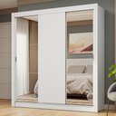 Ver imagem 1 de Guarda-roupa Casal 3 Portas de Correr com Espelhos Branco Nobre Madesa