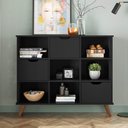 Ver imagem 2 de Nicho Organizador Multifuncional 6 Nichos 3 Gavetas Pés Retrô Cube Q01 Preto - Mpozenato