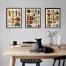 Kit 3 Quadros Cozinha Italiana Vintage - Ingredientes 33x24cm:moldura Preta - 1