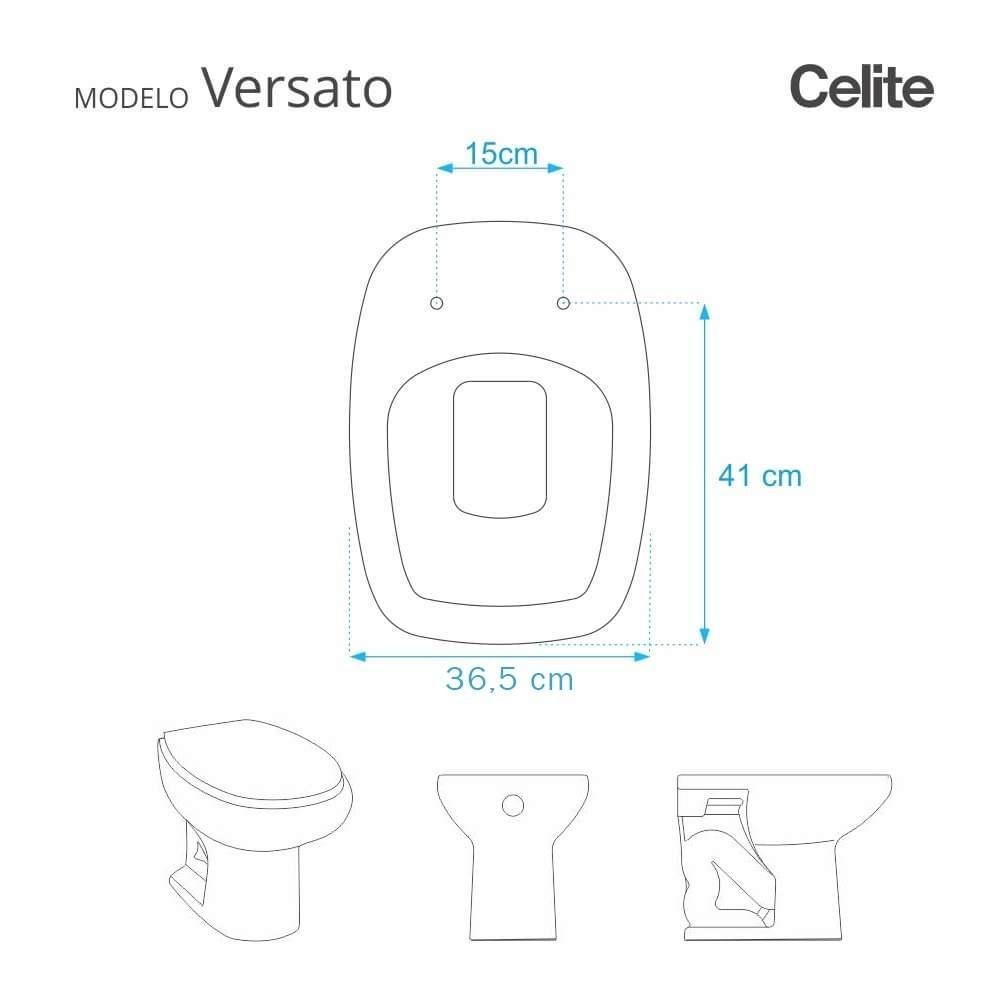 Assento Sanitário Laqueado Soft Close Versato Pergamon (Bege Claro) para vaso Celite - 3