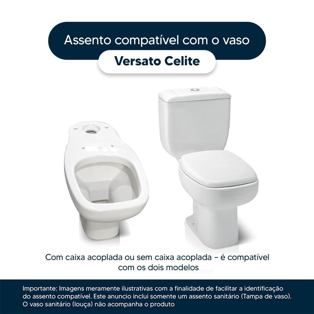 Assento Sanitário Laqueado Soft Close Versato Pergamon (Bege Claro) para vaso Celite - 4