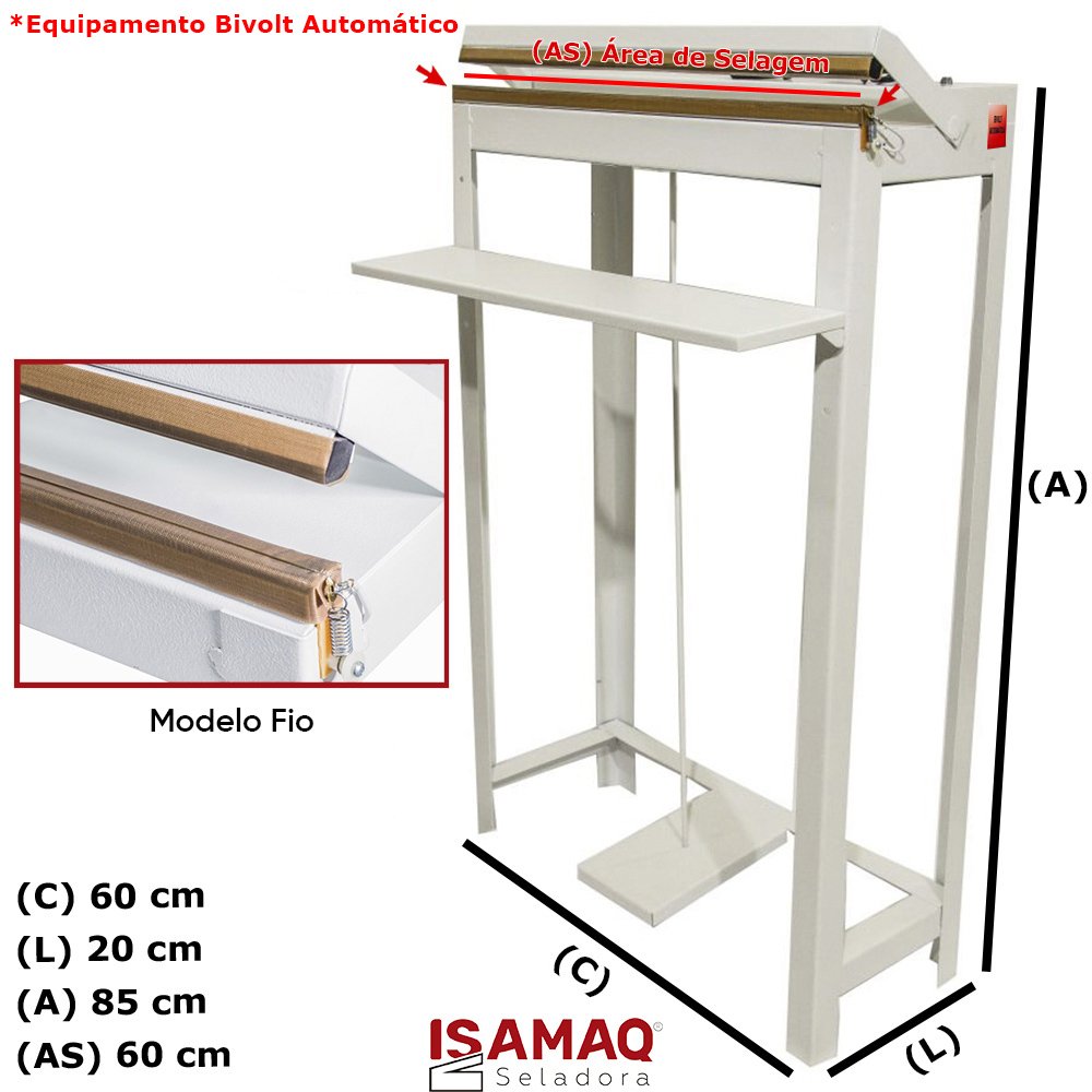 Seladora de Embalagens Plásticas Pedal com Temporizador 60cm Sela e Corta - 2