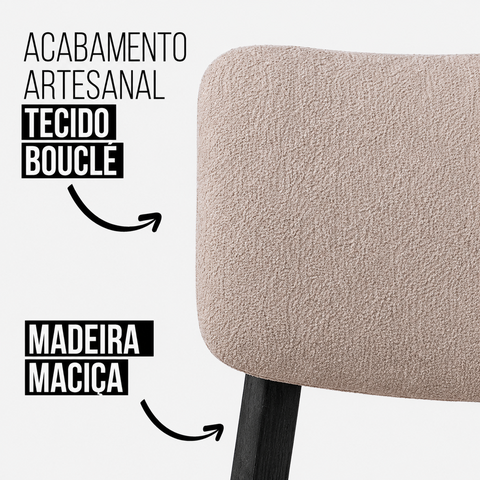Cadeira de Jantar Madeira Maciça Manuela Estofada Premium Ergonomica Confortável Di Franco