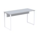 Ver imagem 1 de Mesa Escritório P25 Tub Pandin 150 Cm (larg) X 70 Cm (prof) Tampo Mdp Cinza Pé Aço Tubular Branco