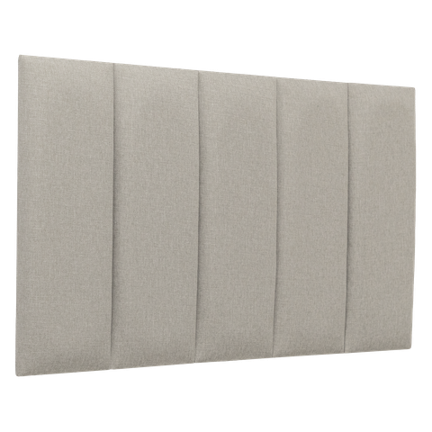 Cabeceira Solteiro Linho Prata Placa Modulada Estofada Ripada Adesiva