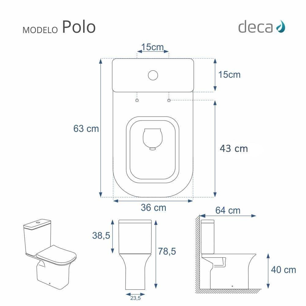 Tampa de Vaso Poliéster Polo Branco para Bacia Deca - 3