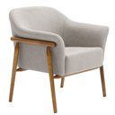 Ver imagem 1 de Poltrona Sala de Estar Luna Base Madeira Castanho Linho Cinza Claro - Nexta Casa