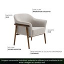 Ver imagem 4 de Poltrona Sala de Estar Luna Base Madeira Castanho Linho Cinza Claro - Nexta Casa