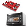 Fogão Cooktop 5 Bocas Vermelho + Forno de Eletrico 60 Litros 127v - 1