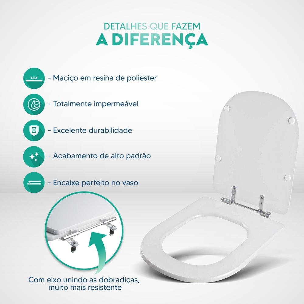 Assento Sanitário Poliester Vogue Plus Decorado Golfinho e Conchas para Vaso Deca - 7
