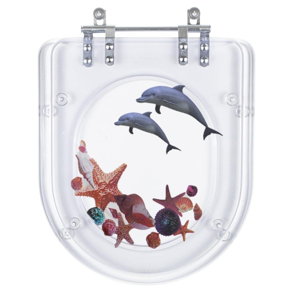 Assento Sanitário Poliester Vogue Plus Decorado Golfinho e Conchas para Vaso Deca - 6
