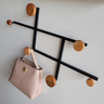 Cabideiro 6 Ganchos Aço e Madeira Escandinavo Calha Decoração MDF - 4