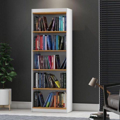 Livreiro com 5 Nichos Trindade Branco Cinamomo