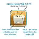 Ver imagem 4 de Mesa de Cabeceira Suspensa Sis, com Hub de Carga Rápida de 3 Portas Usb ( 2a + 1 Usb C) e Luz Led em