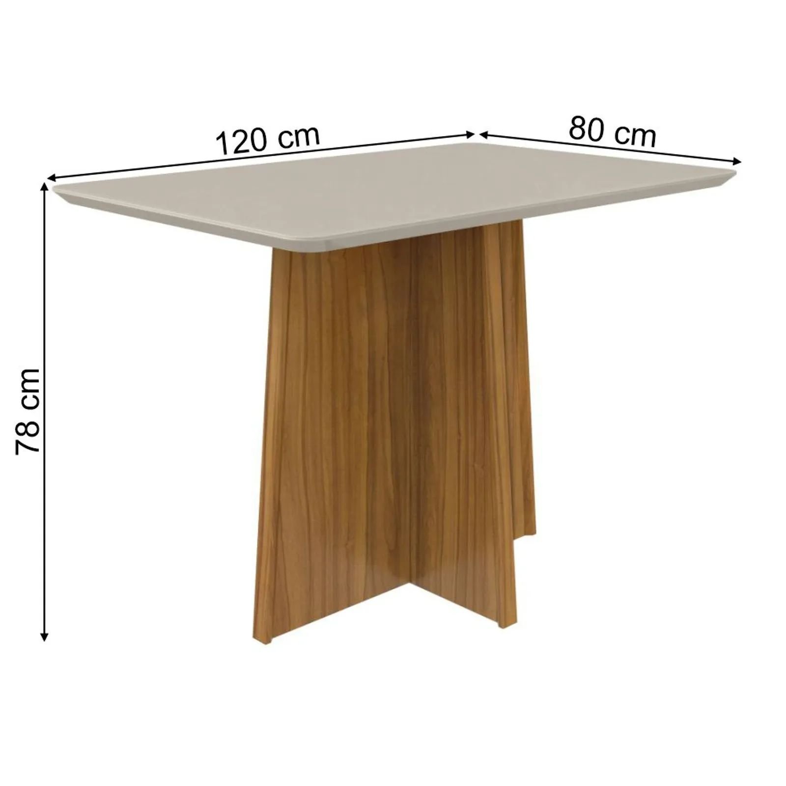 Mesa de Jantar Celebrare 1,20M com Tampo Vidro Rovere Naturale/Off ...