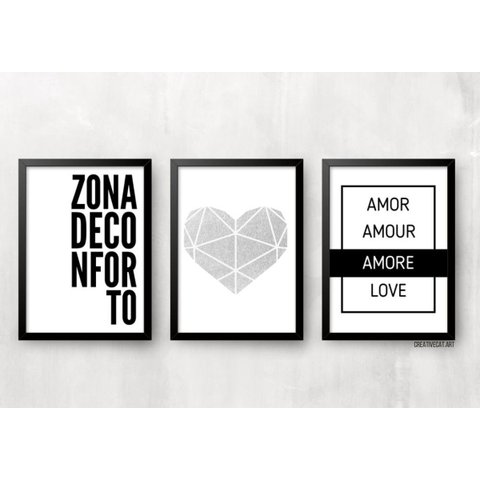 Kit 3 Quadros para Casa - Quarto Casal:branca