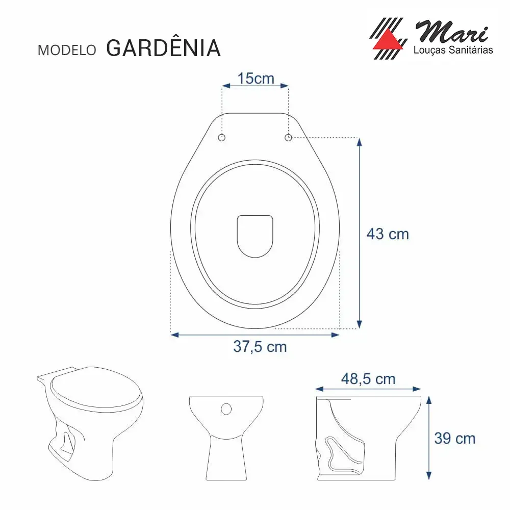 Assento Sanitário Fechamento Lento Gardenia Branco para vaso Mari - 3