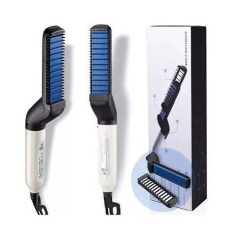 Prancha Modeladora Barba Cabelo + Escova Para Pentear Barba