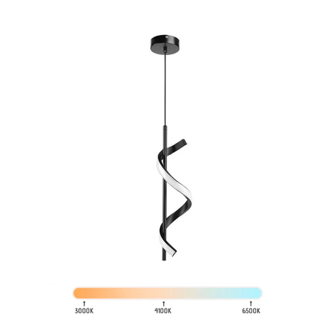 Lustre Pendente Led 15w Espiral Moderno Preto Multicor Bivolt
