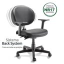 Ver imagem 1 de Cadeira Executiva Plus Lisa Back System com Braços Reguláveis - Cor Preto - Plaxmetal - 32968