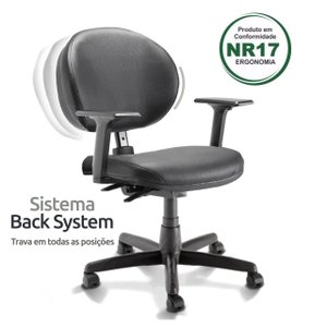 Cadeira Executiva Plus Lisa Back System com Braços Reguláveis - Cor Preto - Plaxmetal - 32968