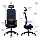 Ver imagem 2 de Cadeira de Escritório Diretor Premium Ergonômica com Acento Reclinável, Apoio Cabeça e Rodizie em PU