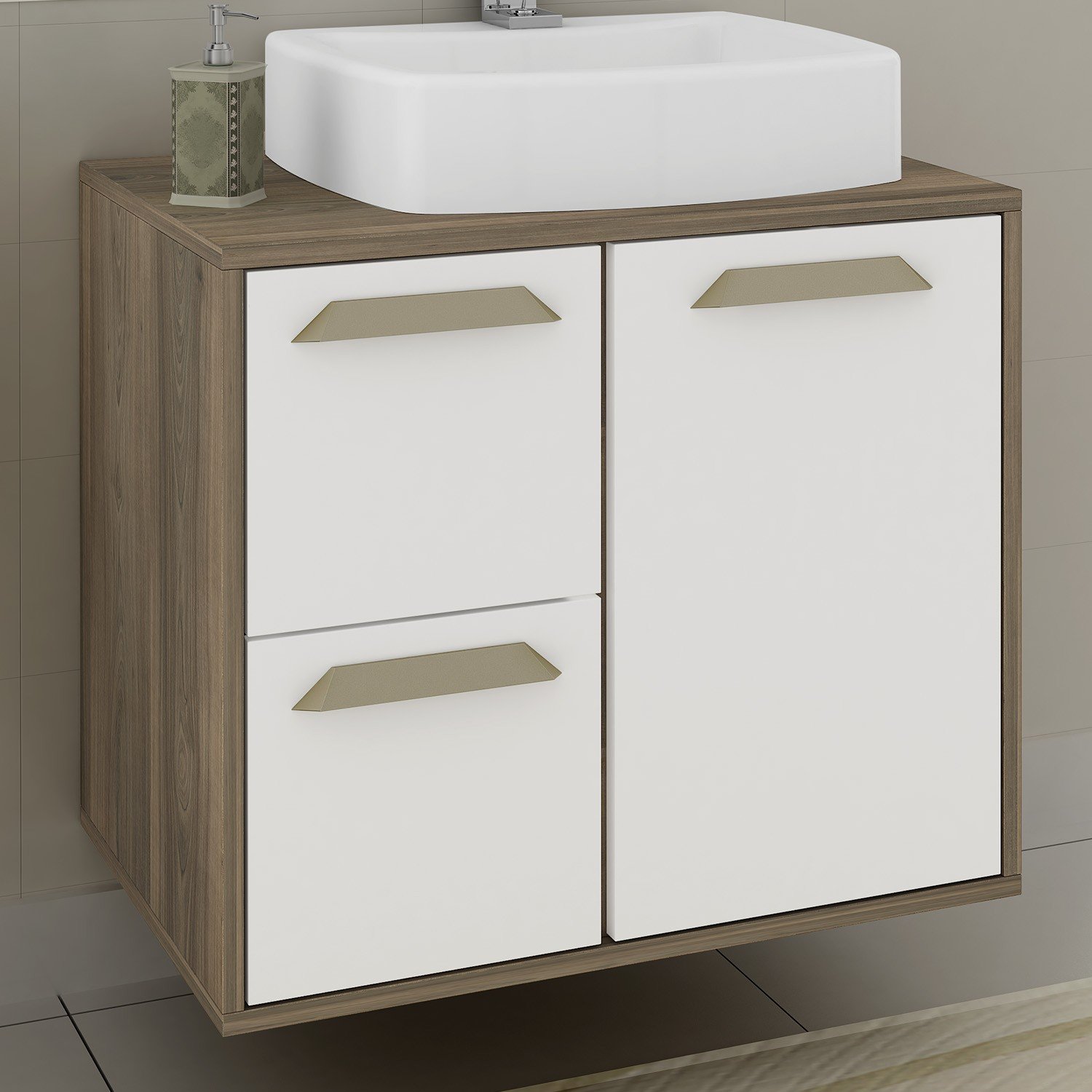 Gabinete Lux 60 Merlot P/banheiro, C/cuba Sobrepor e Espelho Balcony 277sme - 2