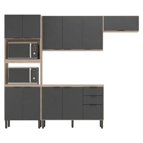Cozinha Modulada Firenze FMT004 Avena Touch Grafito - Demóbile