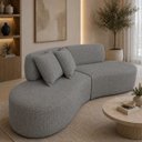 Ver imagem 1 de Sofá Luxo Sala Salão 300cm Virginia 3 Lugares Linho Cinza