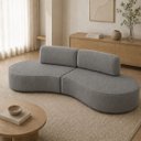 Ver imagem 4 de Sofá Luxo Sala Salão 300cm Virginia 3 Lugares Linho Cinza