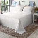 Ver imagem 2 de Jogo de Cama King Estampado Branco Flores Amarelas - Premium