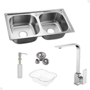 Ver imagem 1 de Kit Cuba Dupla Inox + Acessórios com Torneira Gourmet Monocomando Slim Cromada